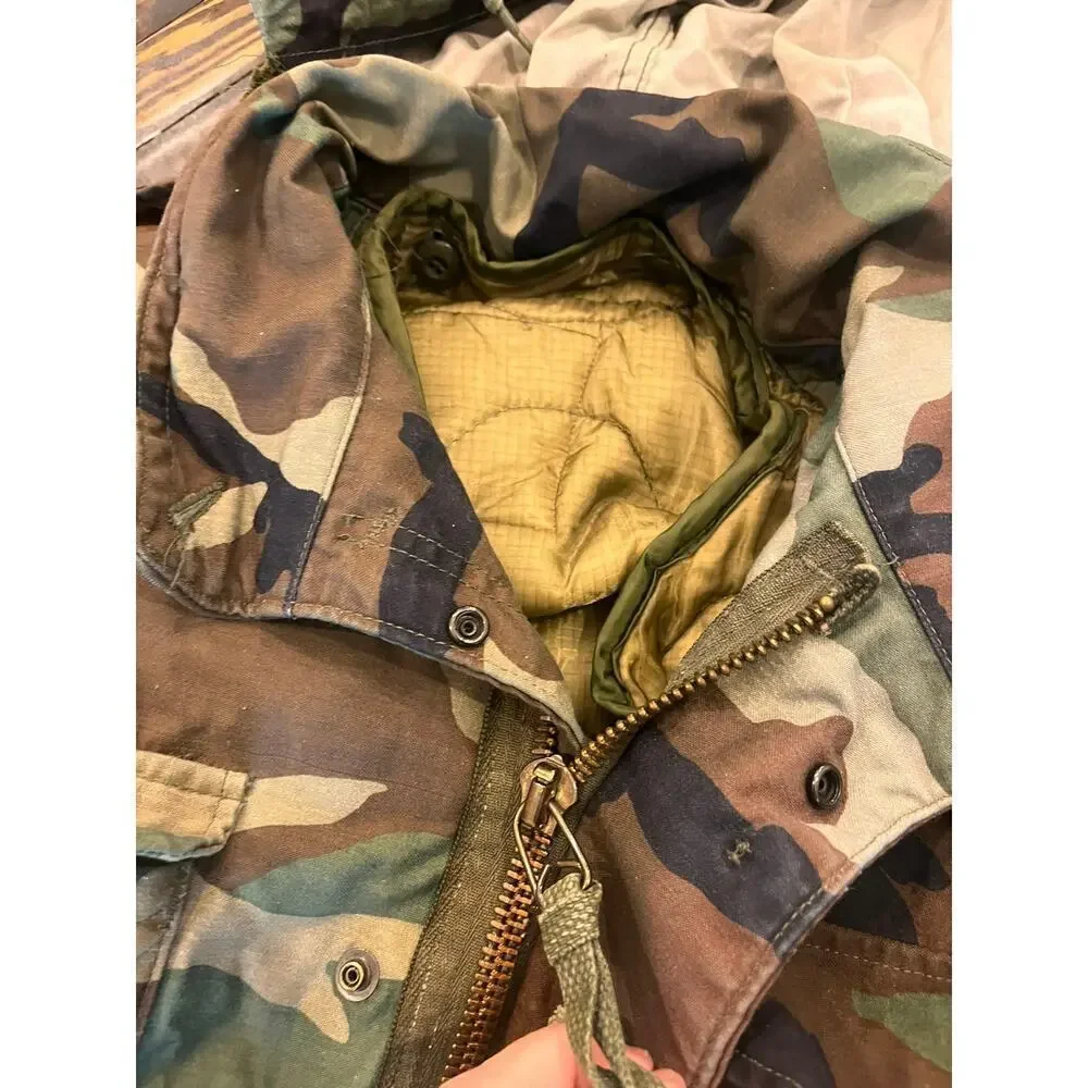 US Military Camo Hooded Jacket Men Medium Hunting Utility Tactical Work Outdoor